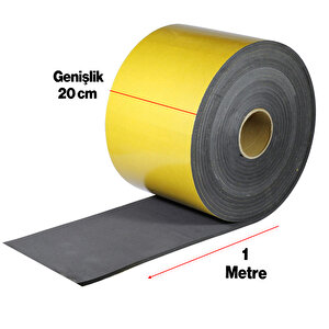 Yapışkanlı Oto Araç Ses Isı Yalıtım İzolasyon Bandı En:20 Cm Kalınlık:5 Mm Uzunluk 1 Metre Kauçuk