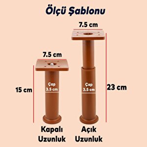 Mobilya Kanepe Sehpa Tv Ünitesi Koltuk Ayarlanabilir Destek Ayağı 15 Cm Kahverengi Ayak 4 Adet