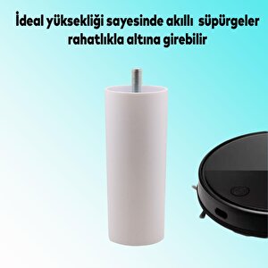 Mobilya Kanepe Sehpa Tv Ünitesi Koltuk İnce Diş Orta Destek Ayağı 12 Cm Beyaz Baza Ayak 4 Adet