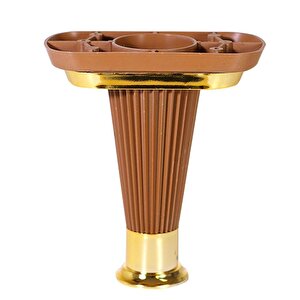 (4 Adet) Mobilya Kanepe Koltuk Konsol Ünite Ayağı 15 Cm Kahve Gold Baza Yükseltici Ayakları
