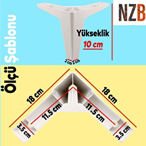 Mobilya Kanepe Sehpa Tv Ünitesi Koltuk Ayağı 10 Cm Beyaz Baza Ayak 4 Adet