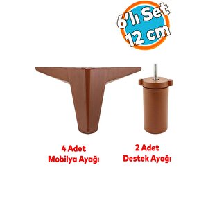 Mobilya Tv Ünitesi Çekyat Koltuk Kanepe Destek Baza 12 Cm Kahverengi Ayak 6'lı Set