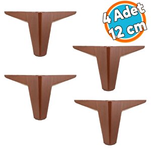 Mobilya Kanepe Sehpa Puf Koltuk Ayağı 12 Cm Kahverengi Ahşap Desenli Baza Ayak 4 Adet