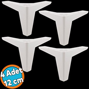 Mobilya Kanepe Sehpa Puf Koltuk Ayağı 12 Cm Beyaz Baza Ayak 4 Adet