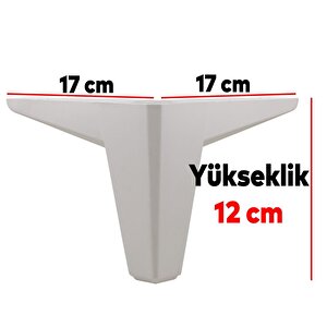 Mobilya Kanepe Sehpa Puf Koltuk Ayağı 12 Cm Beyaz Baza Ayak 4 Adet
