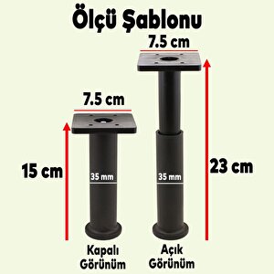 Mobilya Kanepe Sehpa Tv Ünitesi Koltuk Ayarlanabilir Destek Ayağı 15 Cm Siyah Baza Ayak 4 Adet