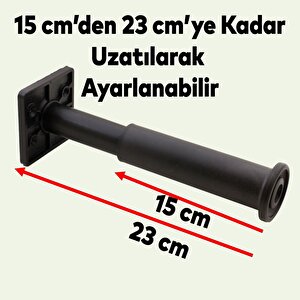 Mobilya Kanepe Sehpa Tv Ünitesi Koltuk Ayarlanabilir Destek Ayağı 15 Cm Siyah Baza Ayak 4 Adet