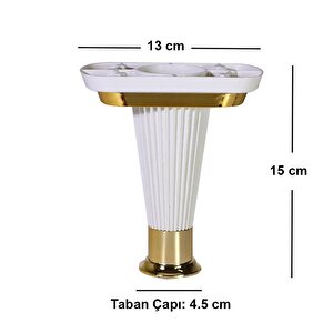(4 Adet) Mobilya Kanepe Koltuk Ünite Ayağı 15 Cm Beyaz Gold Baza Yükseltici Ayakları