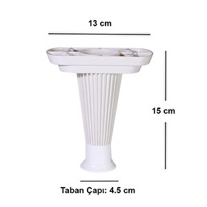 (4 Adet) Mobilya Kanepe Puf Sehpa Konsol Ayağı Beyaz Baza Yükseltici Ayak 15 Cm