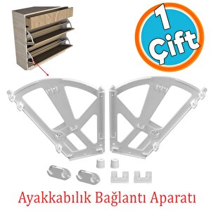 Gri Renk Açılır Kapanır Ayakkabılık Raf Bağlantı Aparatı Plastik 1 Takım Sağ Sol Farklı Bölmeli