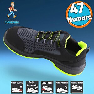 İş Ayakkabısı Çelik Demir Burunlu Nubuk Bağcıklı Sportif Güvenlik İnşaatçı Ayakkabı  47 Numara