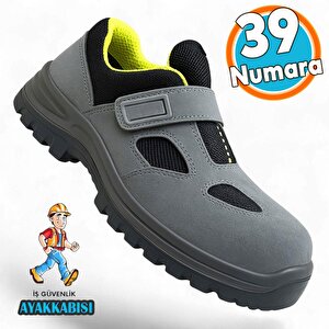 İş Ayakkabısı S1 Cırtlı Çelik Burunlu Süet İnşaat Güvenlik Ayakkabısı Kaymaz Tabanlı 39 Numara