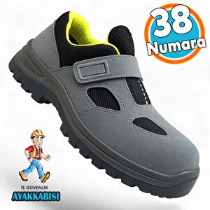 İş Ayakkabısı S1 Cırtlı Çelik Burunlu Süet İnşaat Güvenlik Ayakkabısı Kaymaz Tabanlı 38 Numara