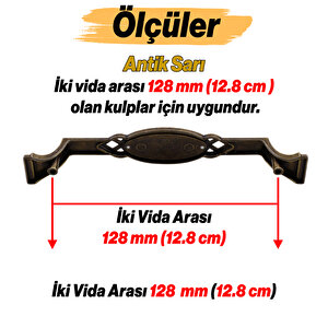 Antik Sarı Metal Kulp (128 Mm - 12.8 Cm) Mobilya Mutfak Çekmece Dolap Kulpu Kulbu Eskitme Kulpları