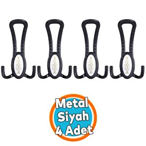 Metal Portmanto Vestiyer Duvar Dolap Elbise Mobilya Kapı Askısı Askılığı Askılık Mat Siyah 4 Adet