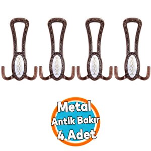 Metal Portmanto Vestiyer Duvar Dolap Elbise Mobilya Kapı Askısı Askılığı Askılık Antik Bakır 4 Adet