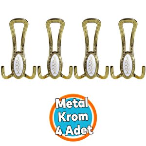 Metal Portmanto Vestiyer Duvar Dolap Elbise Mobilya Kapı Askısı Askılığı Askılık Gold Altın (4 Adet)