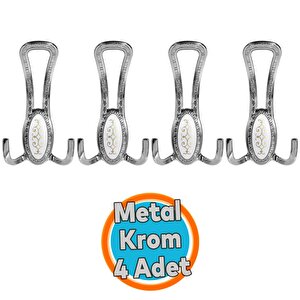 Metal Portmanto Vestiyer Duvar Dolap Elbise Mobilya Kapı Askısı Askılığı Askılık Krom (4 Adet)
