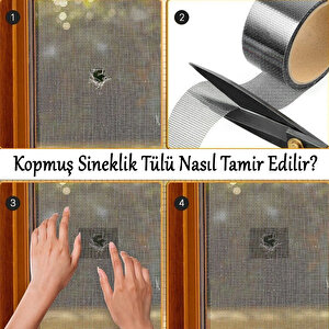Yapışkanlı Sineklik Tülü Tamir Bandı Yırtık Kopmuş Delik Fiber Tül Yapıştırma 48 Mm X 2 Metre Siyah