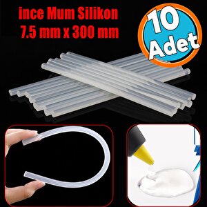 10 Adet İnce Mum Silikon 7.5 Mm Uzunluk 30 Cm Çubuk Sıcak Silikon Hobi Eşya Maket Yapıştırma Silikon