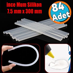 84 Adet İnce Mum Silikon 7.5 Mm Uzunluk 30 Cm Çubuk Sıcak Silikon Hobi Eşya Maket Yapıştırma Slikon