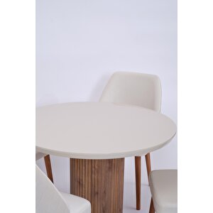 Bohem Ihlamur Yuvarlak Lak Panel Mutfak Masa Takımı 100cm