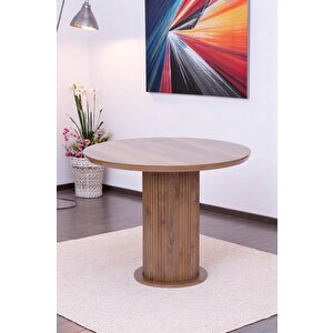Bohem Ihlamur Yuvarlak Lak Panel Mutfak Masa Takımı 100cm Ceviz