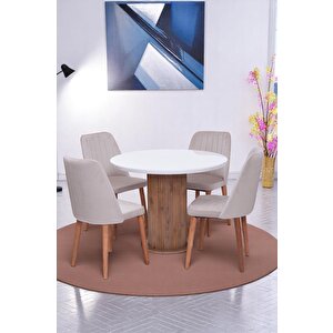 Bohem Milano Yuvarlak Lak Panel Mutfak Masa Takımı 100cm Beyaz