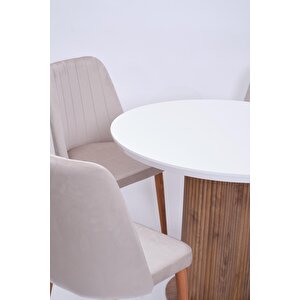 Bohem Milano Yuvarlak Lak Panel Mutfak Masa Takımı 100cm Beyaz