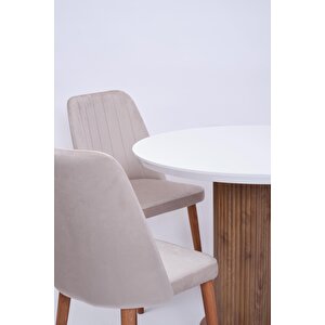 Bohem Milano Yuvarlak Lak Panel Mutfak Masa Takımı 100cm Beyaz