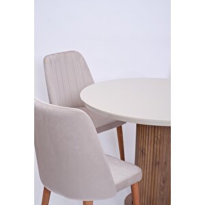 Bohem Milano Yuvarlak Lak Panel Mutfak Masa Takımı 100cm Ceviz