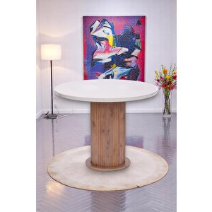 Bohem Milano Yuvarlak Lak Panel Mutfak Masa Takımı 100cm Ceviz