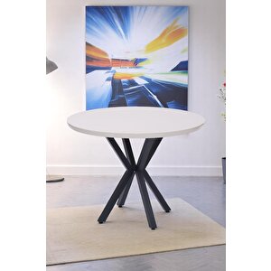 Göksu Yuvarlak Lak Panel Mutfak Masası 100cm Bej