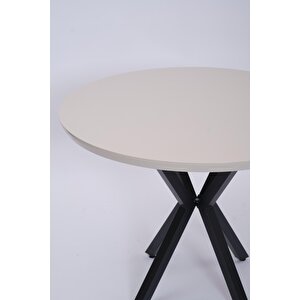Göksu Yuvarlak Lak Panel Mutfak Masası 100cm Bej