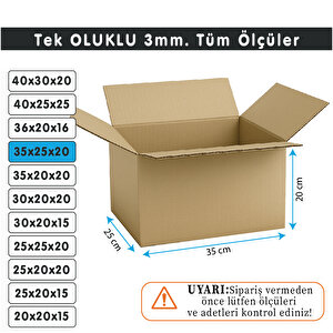 35x25x20 Cm Koli-kutu | 10 ADET | Hafif Eşya Kolisi Tek Oluklu 3mm Karton Kutu 10 Adet