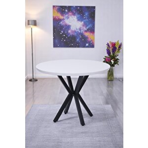 Göksu Yuvarlak Lak Panel Mutfak Masası 100cm Beyaz