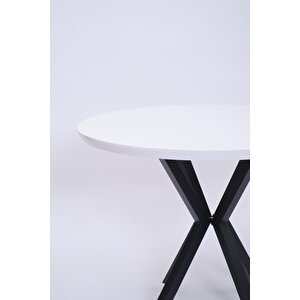 Göksu Yuvarlak Lak Panel Mutfak Masası 100cm Beyaz