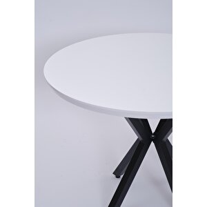 Göksu Yuvarlak Lak Panel Mutfak Masası 100cm Beyaz