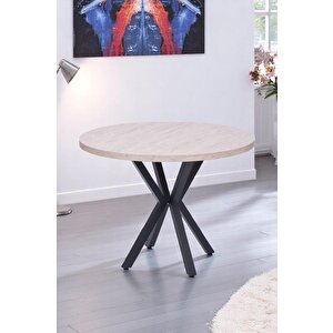 Göksu Yuvarlak Lak Panel Mutfak Masası 100cm Krem