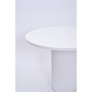 Bohem Polo Yuvarlak Lak Panel Mutfak Masa Takımı 100cm Beyaz