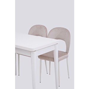 Damla Hilal Mdf Mutfak Masa Sandalye Takımı 60x100cm Beyaz