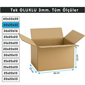 40x25x25 Cm Koli-kutu | 50 ADET | Hafif Eşya Kolisi Tek Oluklu 3mm Karton Kutu 50 Adet