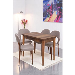 Damla Hilal Mdf Mutfak Masa Sandalye Takımı 60x100cm Ceviz
