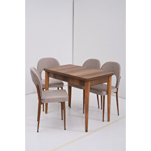Damla Hilal Mdf Mutfak Masa Sandalye Takımı 60x100cm Ceviz