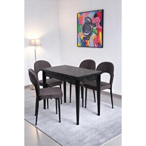 Damla Hilal Mdf Mutfak Masa Sandalye Takımı 60x100cm Siyah