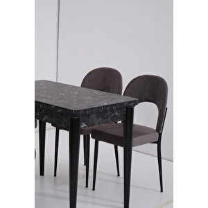 Damla Hilal Mdf Mutfak Masa Sandalye Takımı 60x100cm Siyah