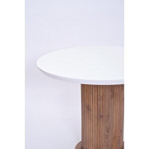 Bohem Yuvarlak Lak Panel Mutfak Masası 100cm Beyaz - Ceviz
