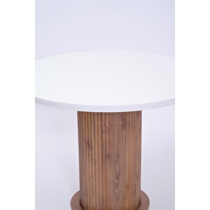 Bohem Yuvarlak Lak Panel Mutfak Masası 100cm Beyaz - Ceviz