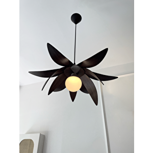 Lotus Avize – Ahşap Modern Ve Minimal Tasarım Avize, İskandinav Salon Ve Oturma Odası Aydınlatması Ceviz