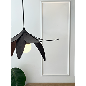 Lotus Avize – Ahşap Modern Ve Minimal Tasarım Avize, İskandinav Salon Ve Oturma Odası Aydınlatması